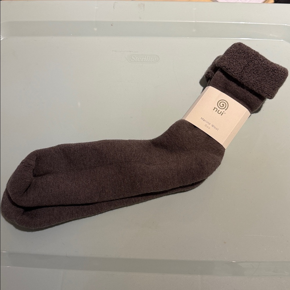 NWT Nui Merino Wool Lounge Socks Size Adult Large Color Log